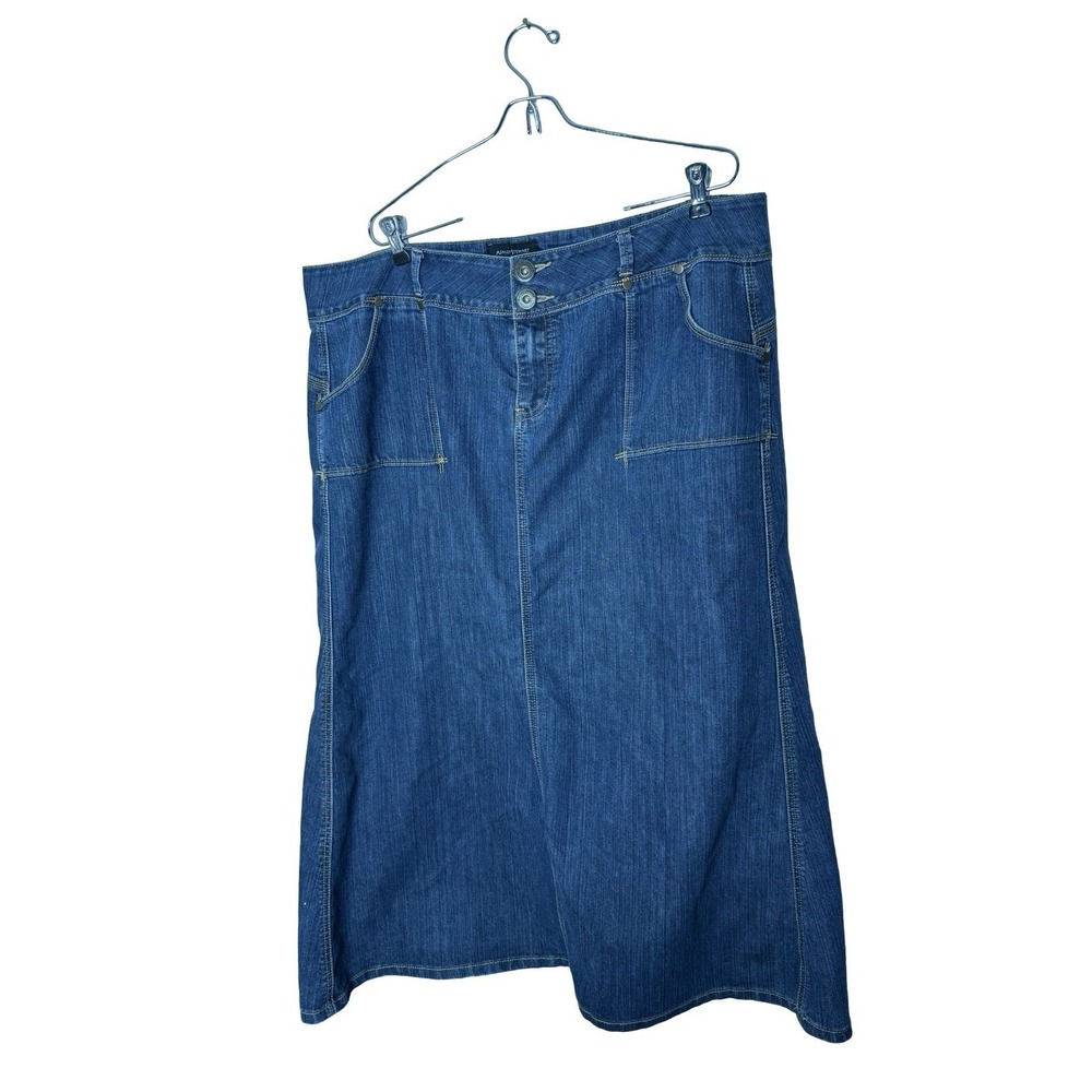 Ashley Stewart Blue Denim A Line Midi Skirt Women Size‎ 20W straight